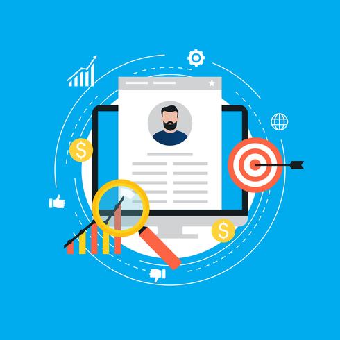 Job recruitment, job candidate evaluation flat vector illustration