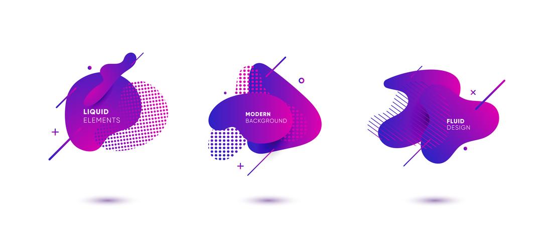 Gradient abstract banners with flowing liquid shapes vector