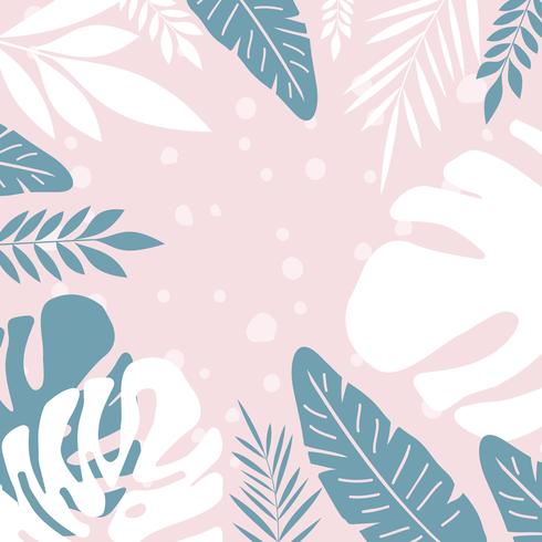 Tropical jungle leaves background vector