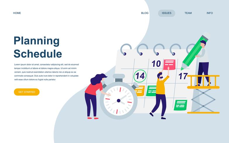 Modern flat web page design template of Planning Schedule vector