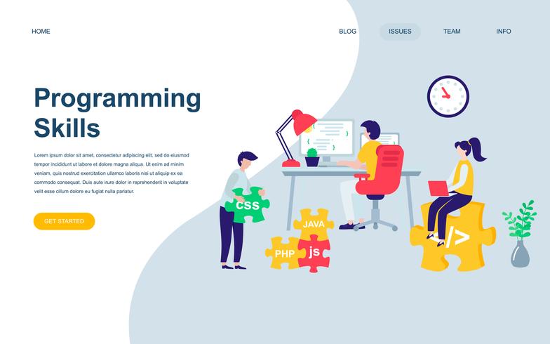 Modern flat web page design template of Programming Skills vector