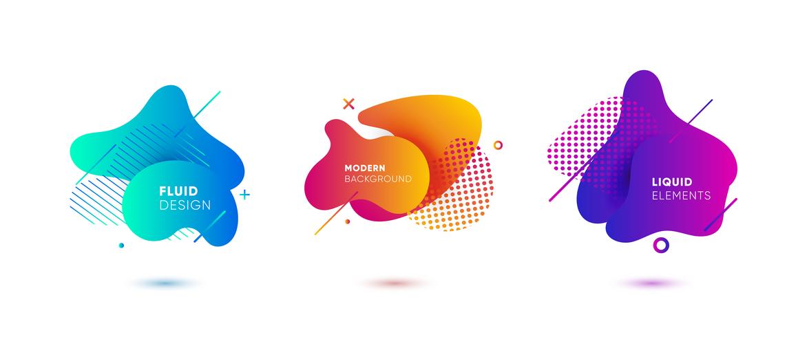 Gradient abstract banners with flowing liquid shapes vector