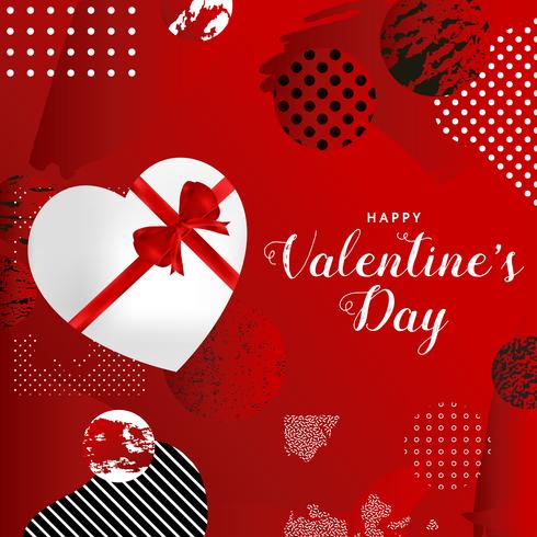 Cartel feliz de la tipografía del día de tarjetas del día de San Valentín, diseño romántico del ejemplo del vector de la tarjeta de felicitación