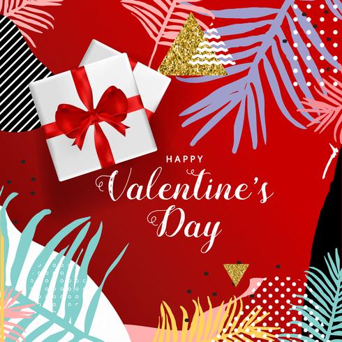 Happy Valentines Day typography poster, romantic greeting card vector illustration design