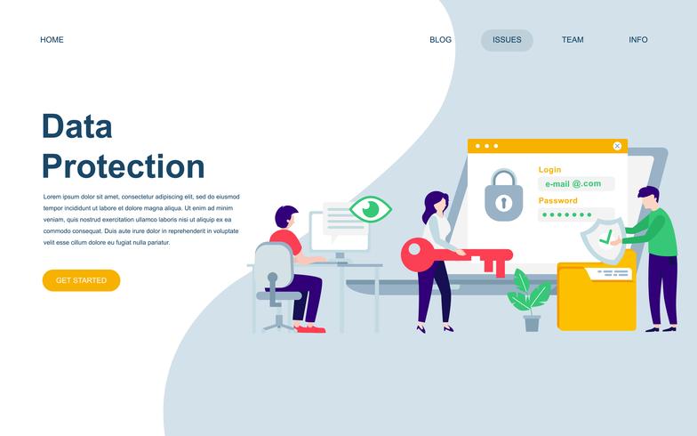 Modern flat web page design template of Data Protection  vector