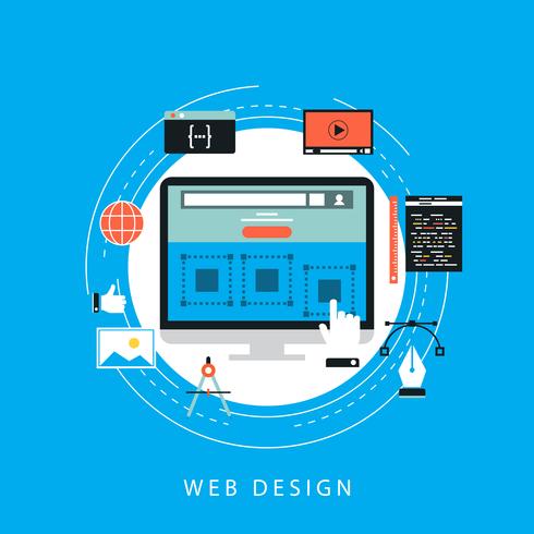 Ilustración de vector plano concepto de desarrollo de sitio web