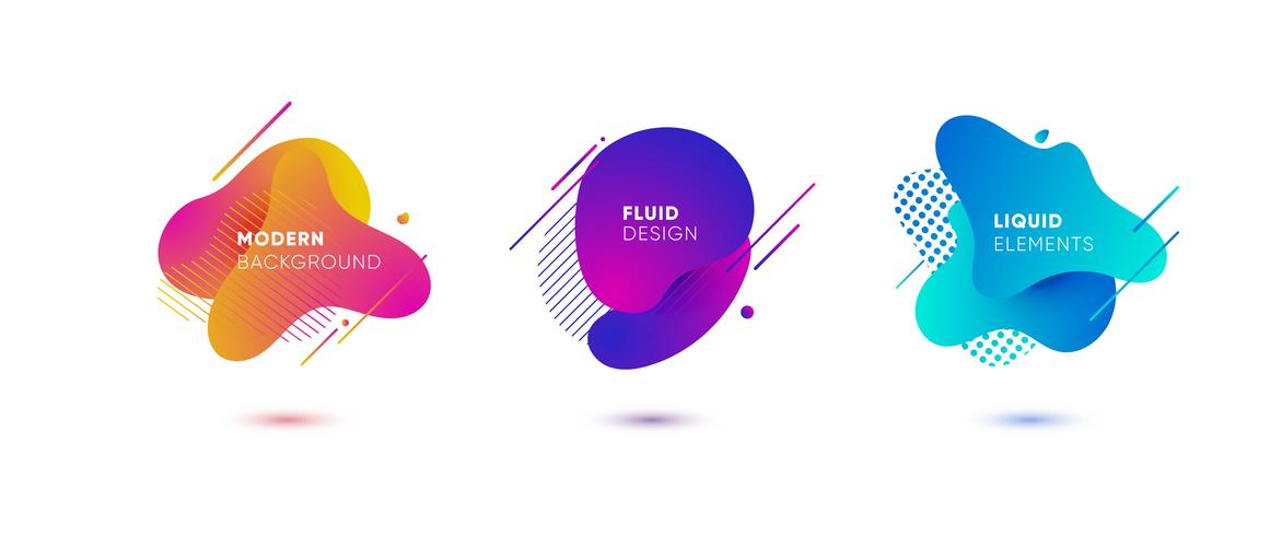 Gradient abstract banners with flowing liquid shapes vector