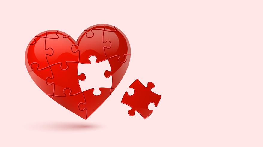 Puzzle heart. Vector illustration