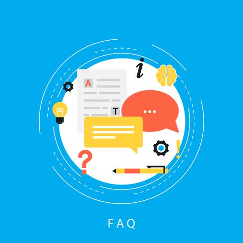 FAQ concept, frequently asked questions, client assistance and customer support, product and service information flat vector illustration design for web banners and apps