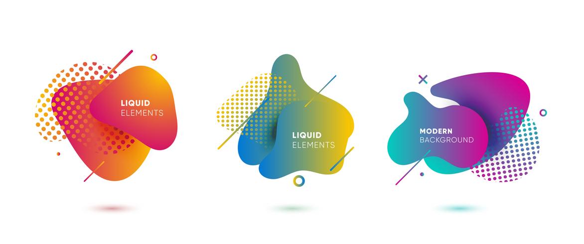 Gradient abstract banners with flowing liquid shapes vector