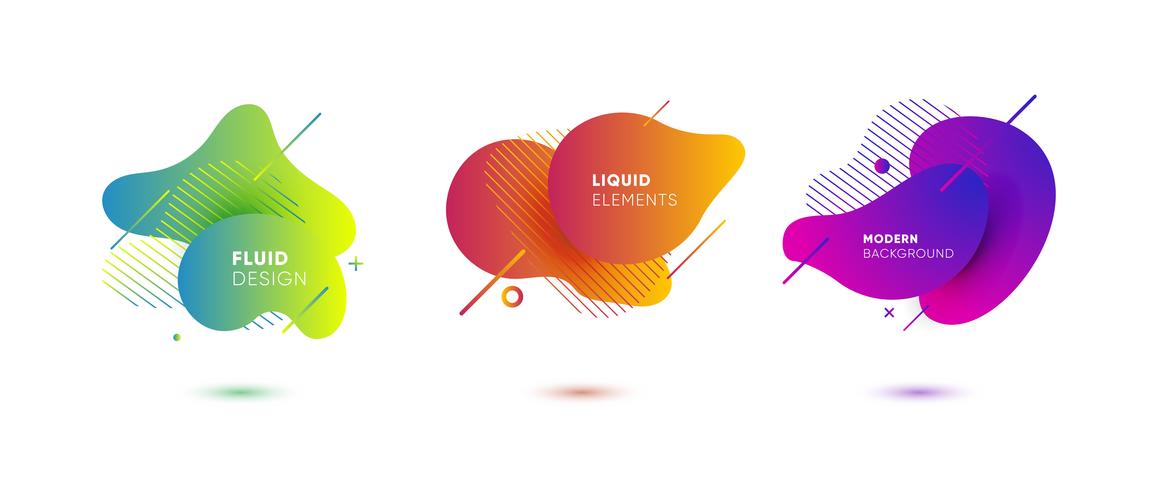 Gradient abstract banners with flowing liquid shapes vector