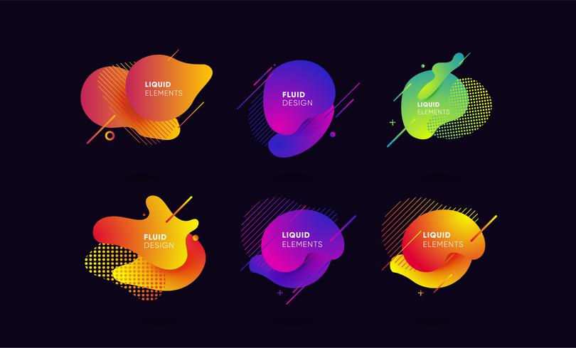 Gradient abstract banners with flowing liquid shapes vector