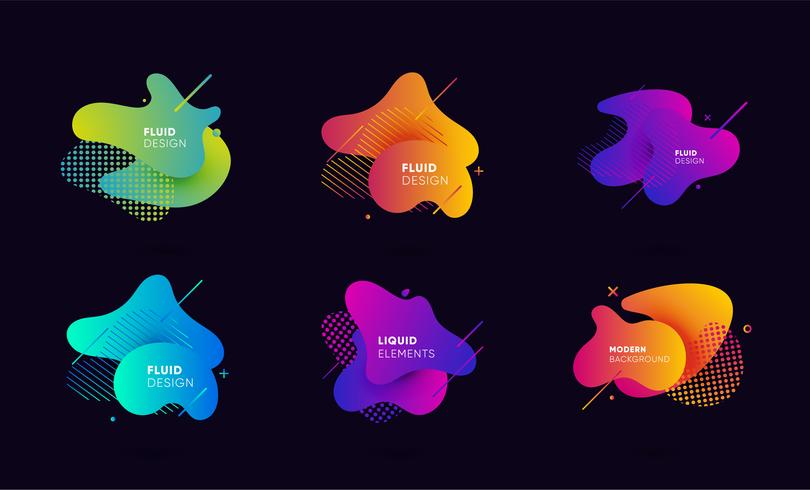 Gradient abstract banners with flowing liquid shapes vector