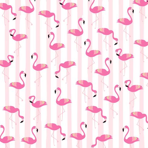 Flamingos with stripes seamless pattern background vector