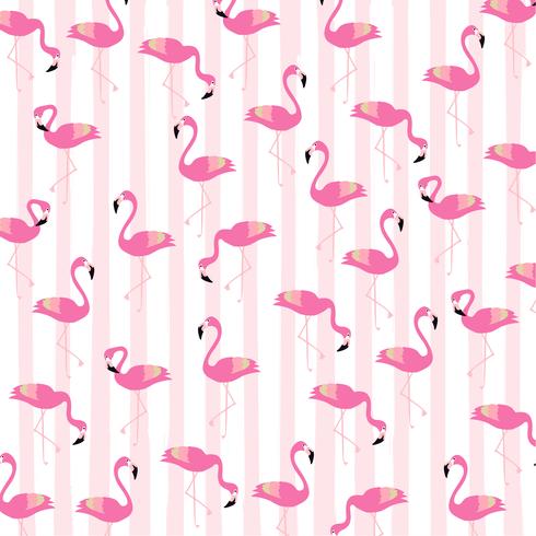 Flamingos with stripes seamless pattern background vector