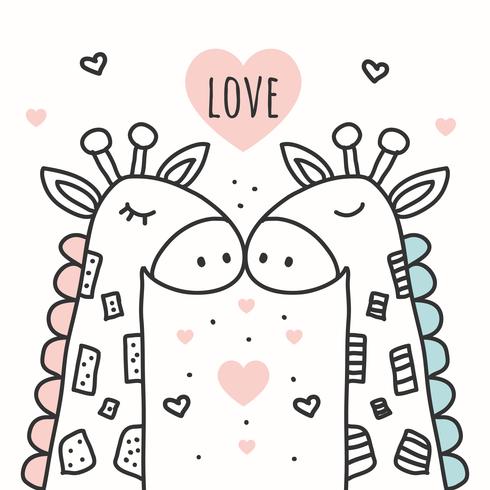 Giraffe Love Background Vector