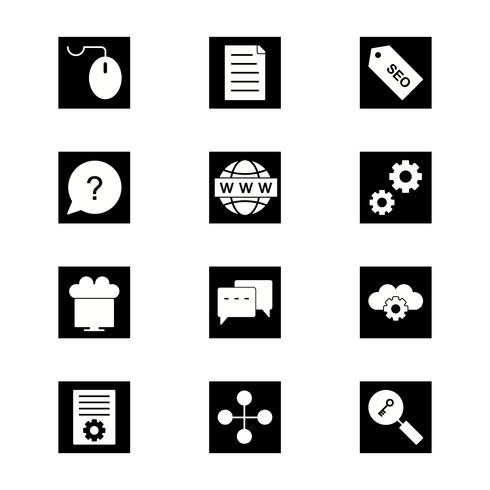 Conjunto de vectores SEO posicionamiento en buscadores iconos de optimización
