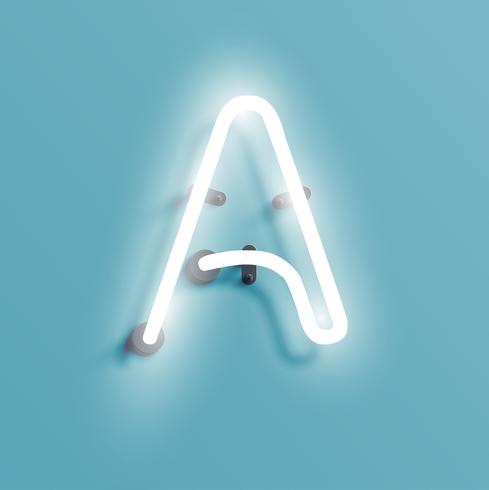 Realistic neon character from a fontset, vector illustration