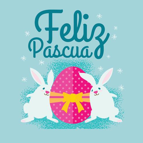 Cute Easter Bunny with Eggs illustration for Feliz Pascua vector