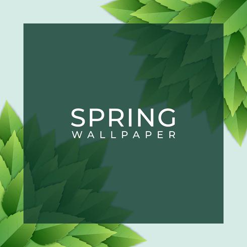 Spring Design Square Element With Green Leaves Background vector