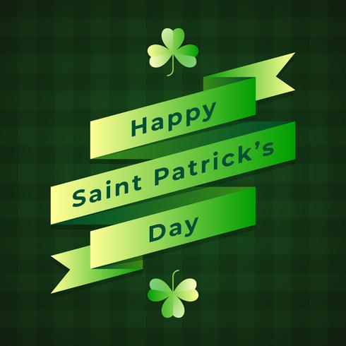 Saint Patricks Day Retro Ribbon On Pattern Background vector