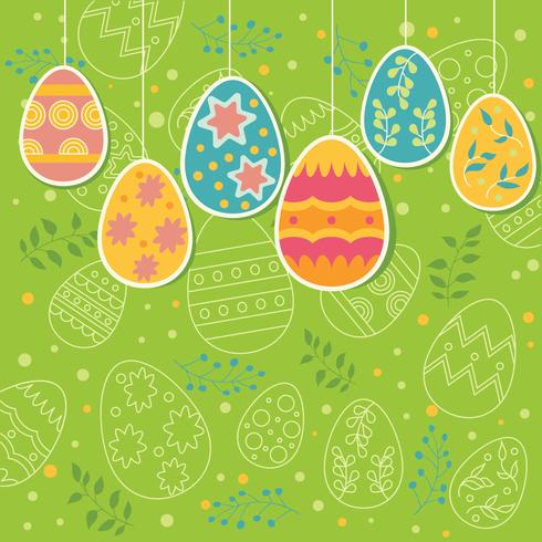 Multicolored Eggs Ornament with Pattern of Easter Eggs on Background vector