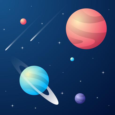 Galaxy With Nebula, Planet And Stars Space Background vector