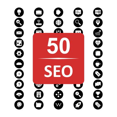 Conjunto de vectores SEO posicionamiento en buscadores iconos de optimización