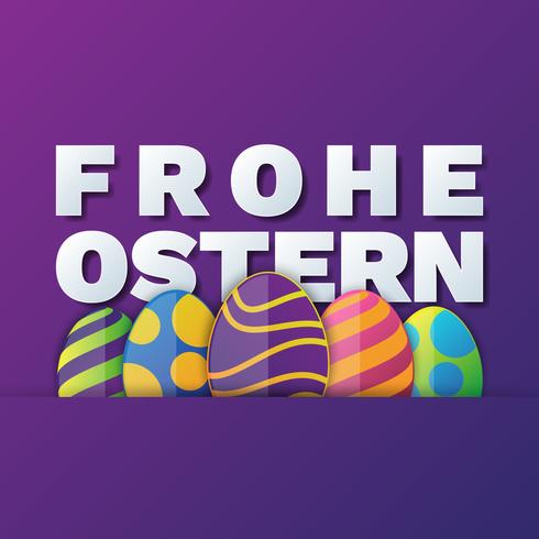 Frohe Ostern feliz Pascua en tarjeta de felicitación alemana vector