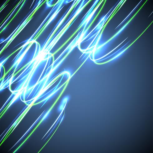 Neon blurry circles on a blue background, vector illustration.