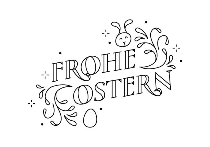 Tipografía Frohe Ostern Swirl vector