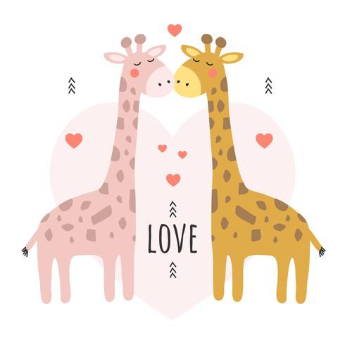 Giraffe Vector Valentine Background Vector