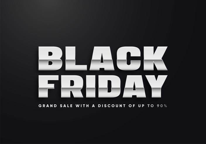 Black Friday silver letters vector illustration