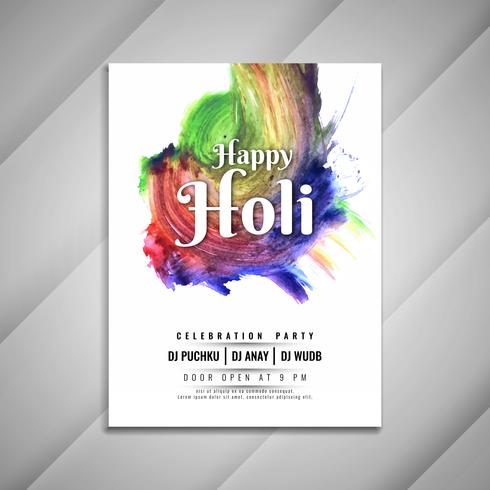 Resumen feliz Holi celebración fiesta invitación tarjeta diseño vector