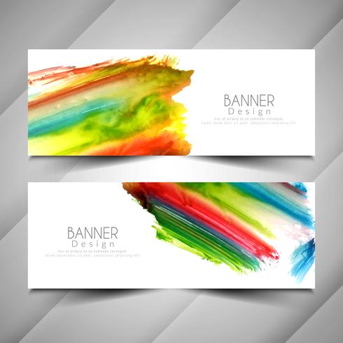 Abstract modern colorful watercolor banners template set vector