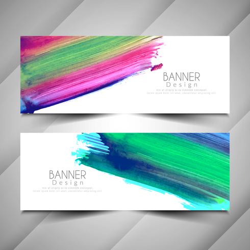 Conjunto de banners de acuarela colores elegantes abstractos vector