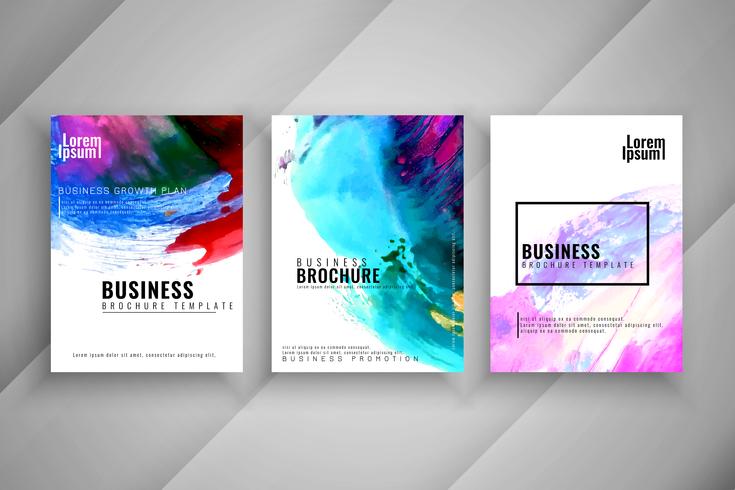 Abstract colorful watercolor business brochure template set vector