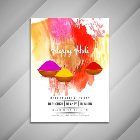 Plantilla de diseño de volante colorido abstracto feliz Holi celebración vector