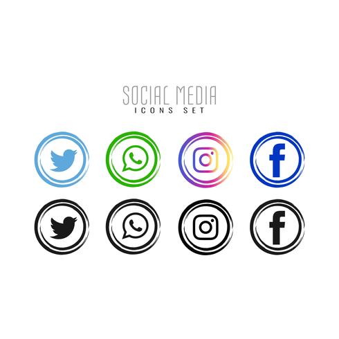 Abstract Social media icons set vector