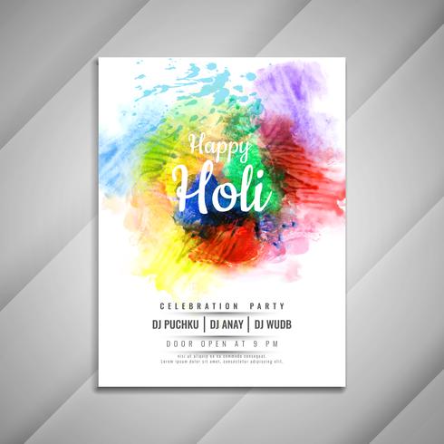 Plantilla de diseño de volante de celebración feliz Holi feliz con estilo vector