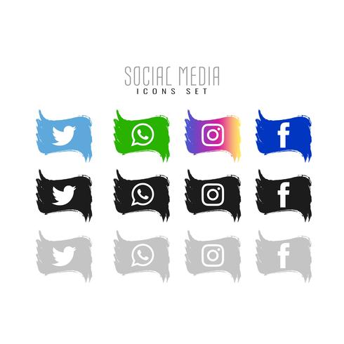 Abstract Social media icons set vector