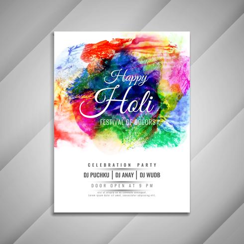 Abstract Happy Holi celebration colorful flyer design template vector