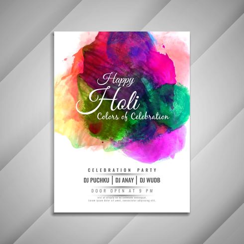 Abstract Happy Holi celebration flyer design template vector