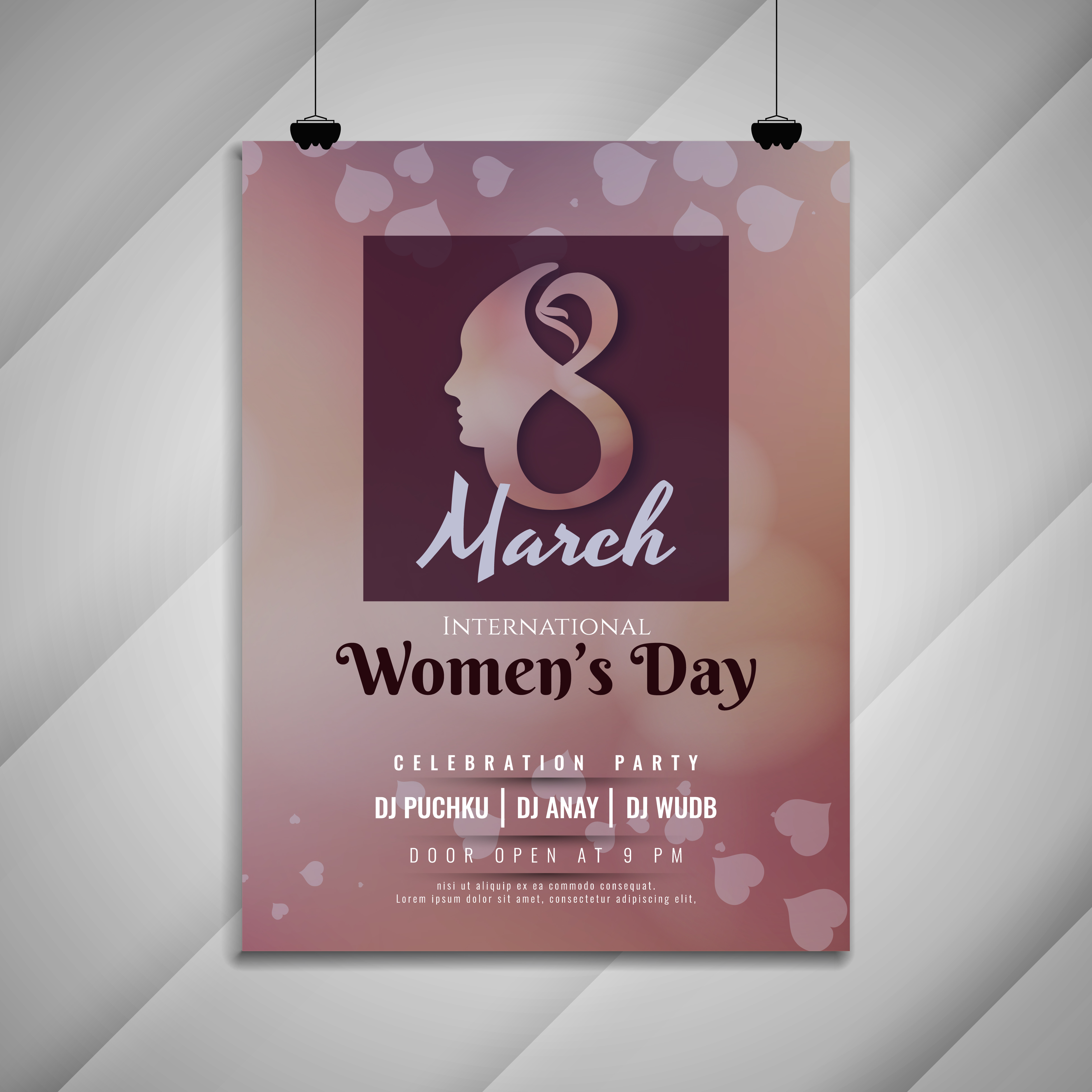 Abstract elegant Women's day celebration party invitation card template