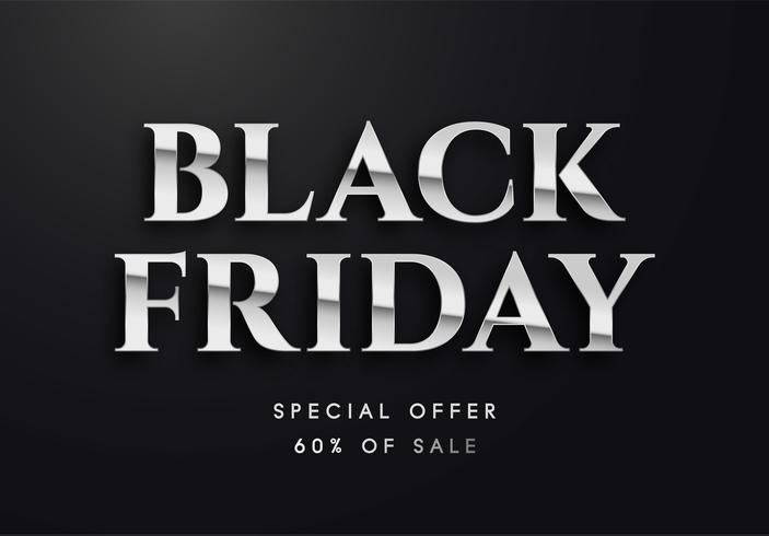 Black Friday silver letters vector illustration