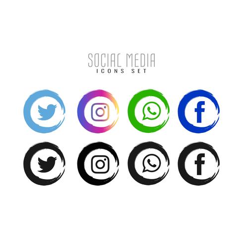 Abstract Social media icons set vector