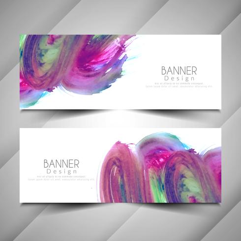 Conjunto de banners con estilo acuarela abstracta colorida vector