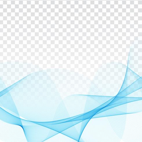 Abstract elegant blue wave design on transparent background vector