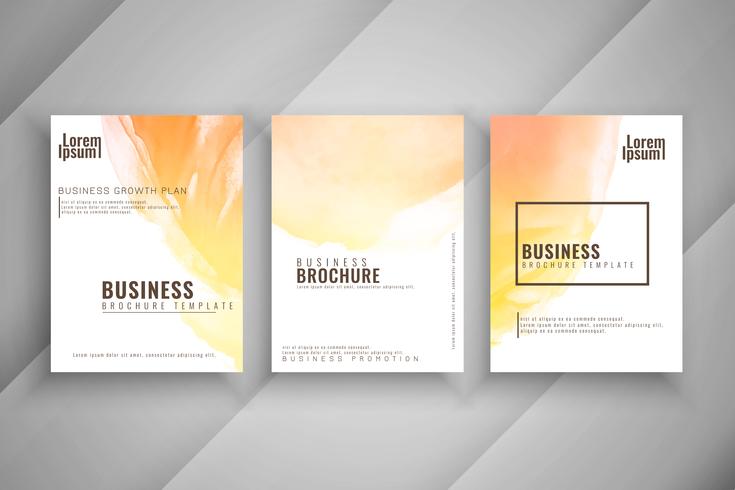 Abstract colorful watercolor business brochure template set vector