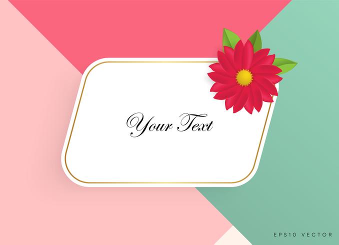 Text box with beautiful colorful flowers. Vector Illustration